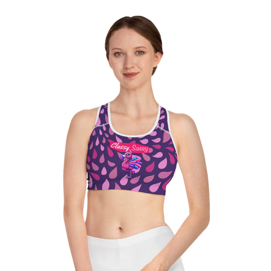 FRANNY™ “Classy & Sassy” Flamingo Sports Bra