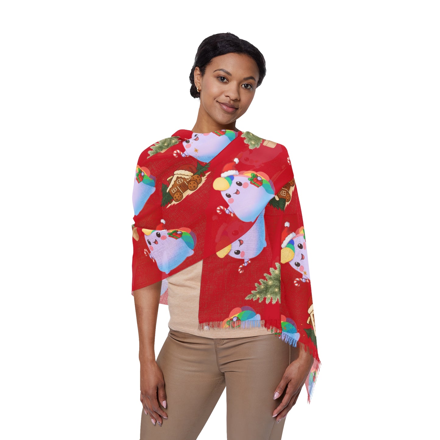 NIBBY™ Christmas Rainbow Puff Red Light Scarf