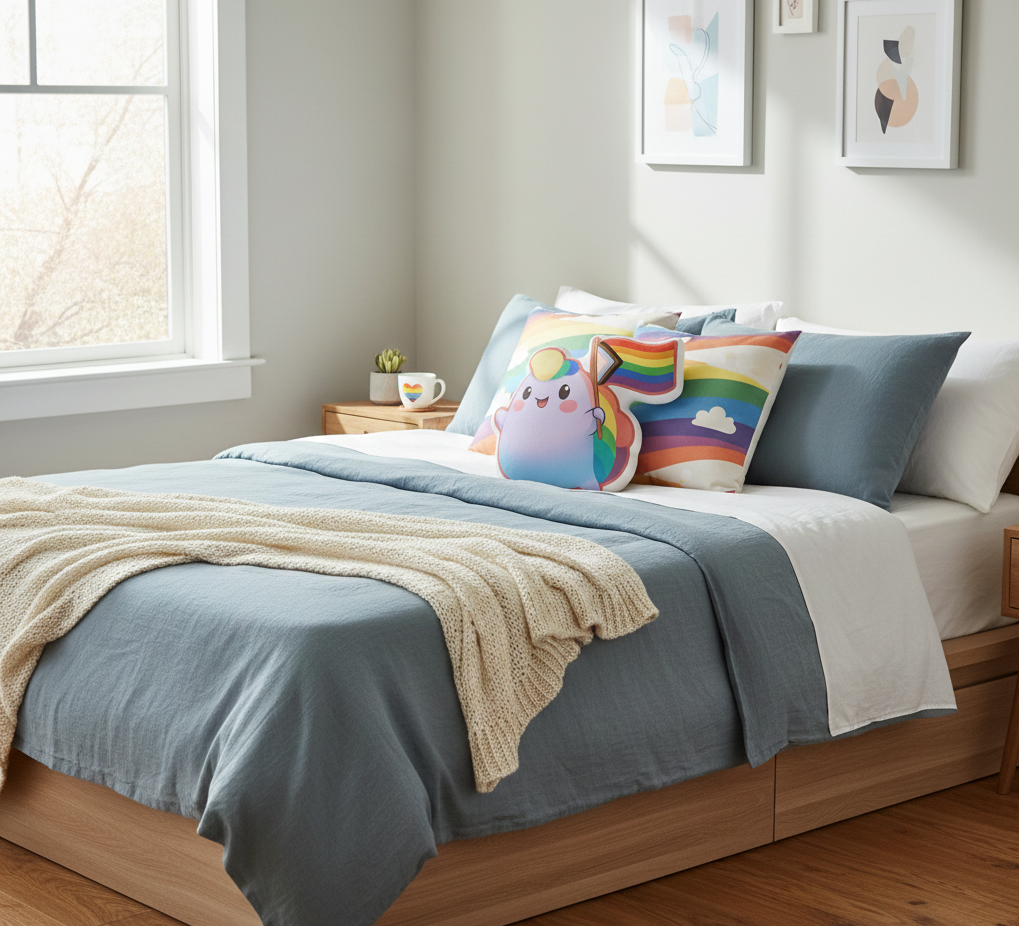 NIBBY™ "Inclusive Pride Flag" Rainbow Puff Plush Pillow
