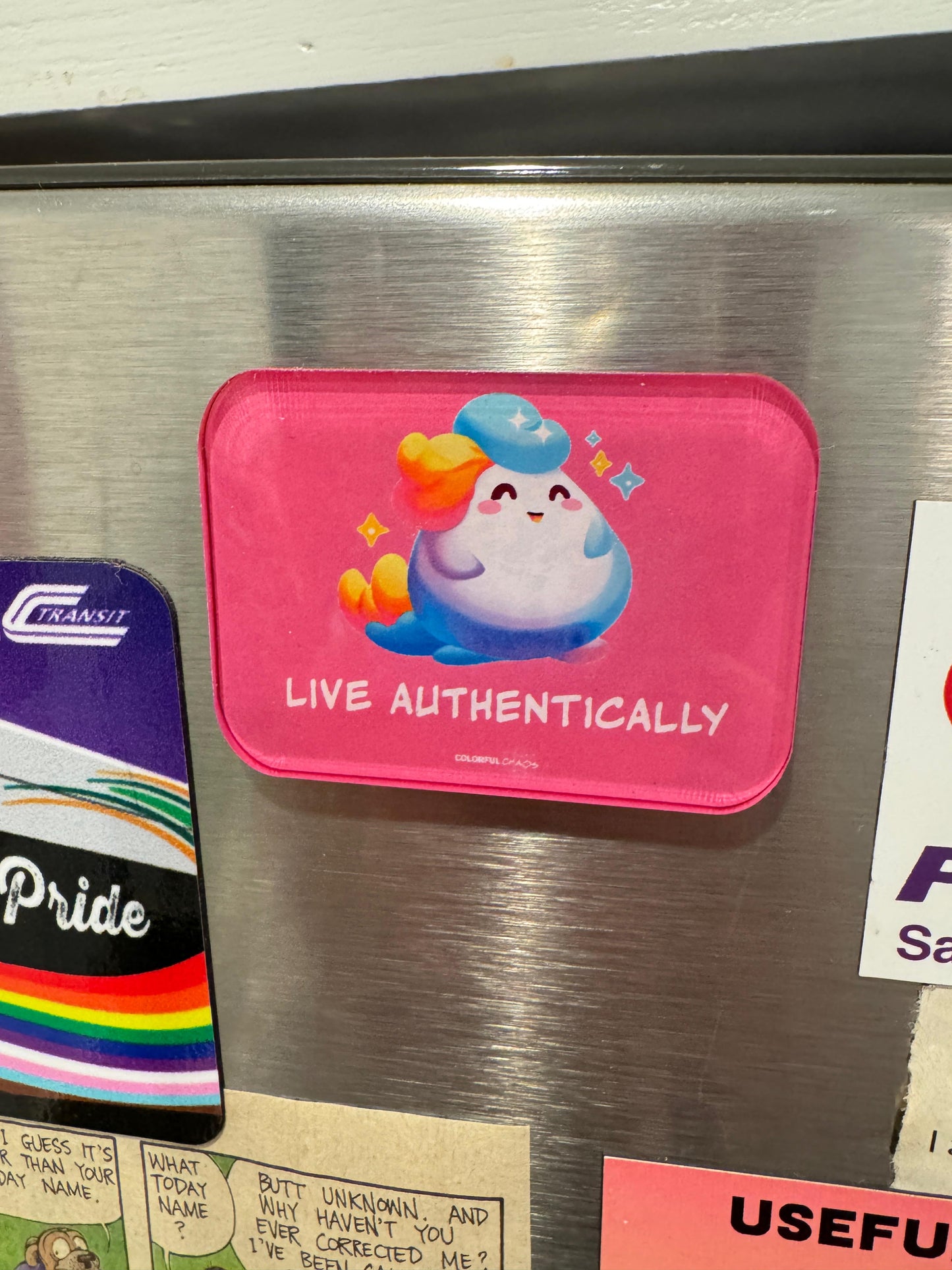 GLIMMA™ “Live Authentically” Rainbow Puff Magnet