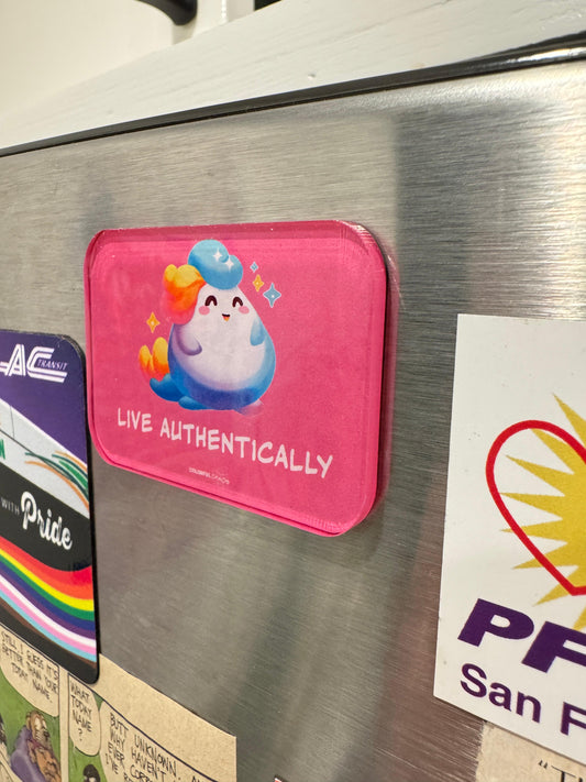 GLIMMA™ “Live Authentically” Rainbow Puff Magnet