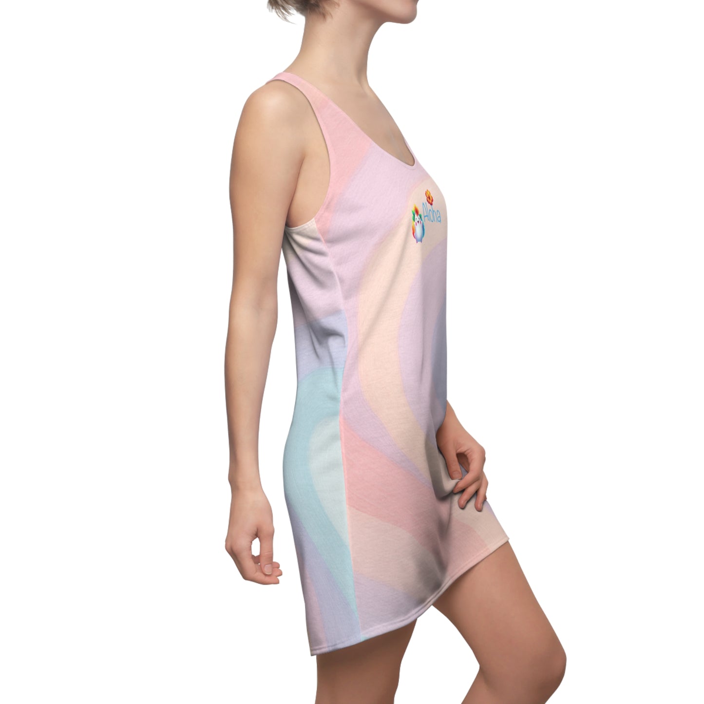 OSPHY™ "Aloha" Rainbow Puff Pastel Racerback Dress (Women’s Cut)