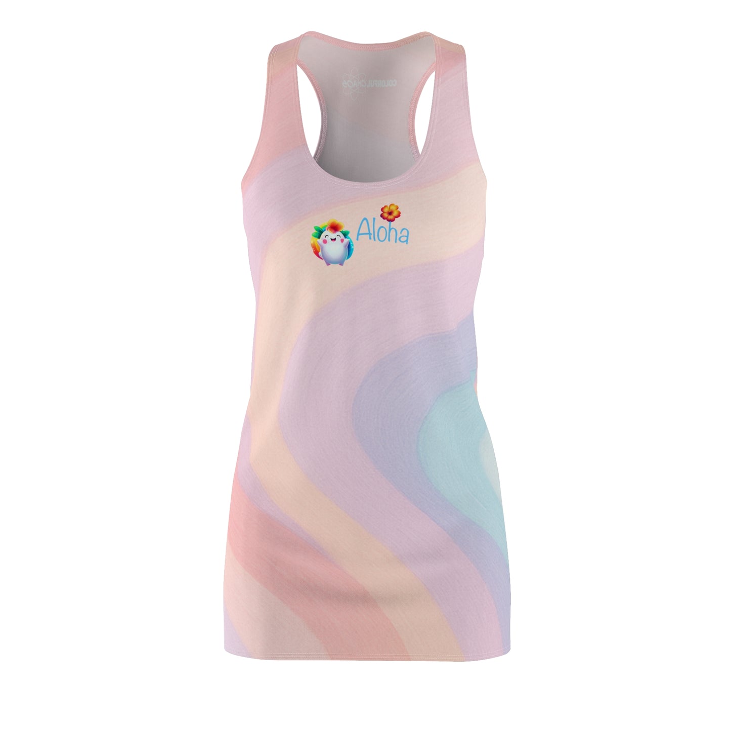 OSPHY™ "Aloha" Rainbow Puff Pastel Racerback Dress (Women’s Cut)