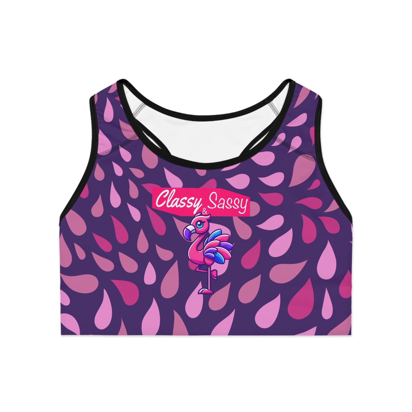 FRANNY™ “Classy & Sassy” Flamingo Sports Bra