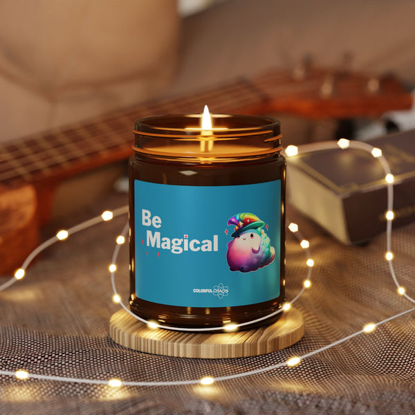 BEACO™ “Be Magical” Rainbow Puff Soy Candle – Scented Amber Jar