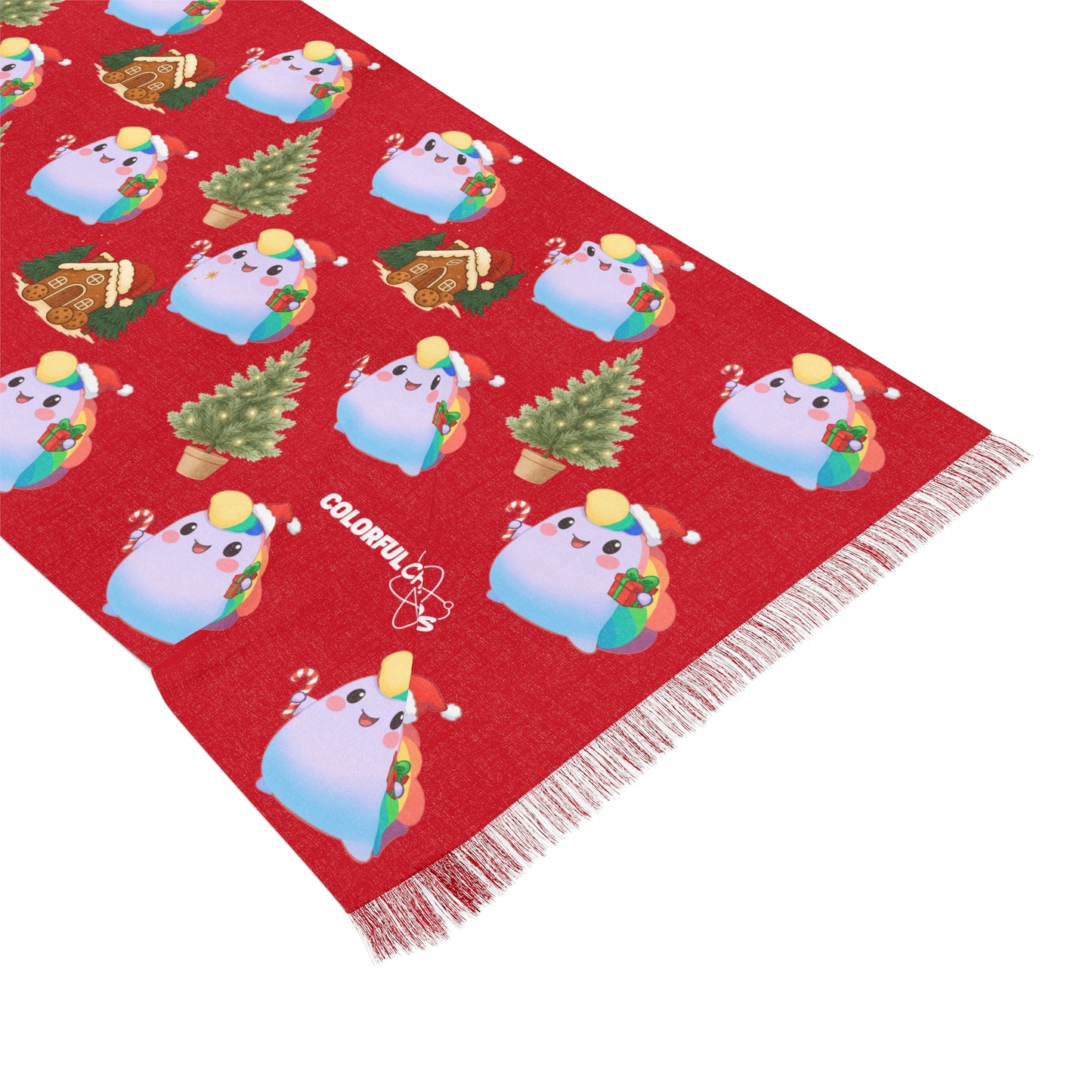 NIBBY™ Christmas Rainbow Puff Red Light Scarf