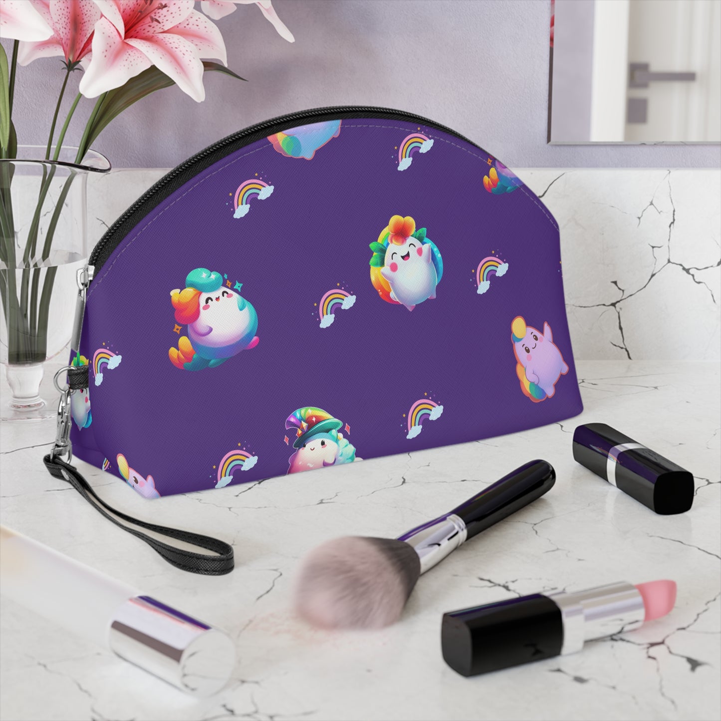Rainbow Puffs  Deep Purple Makeup Bag