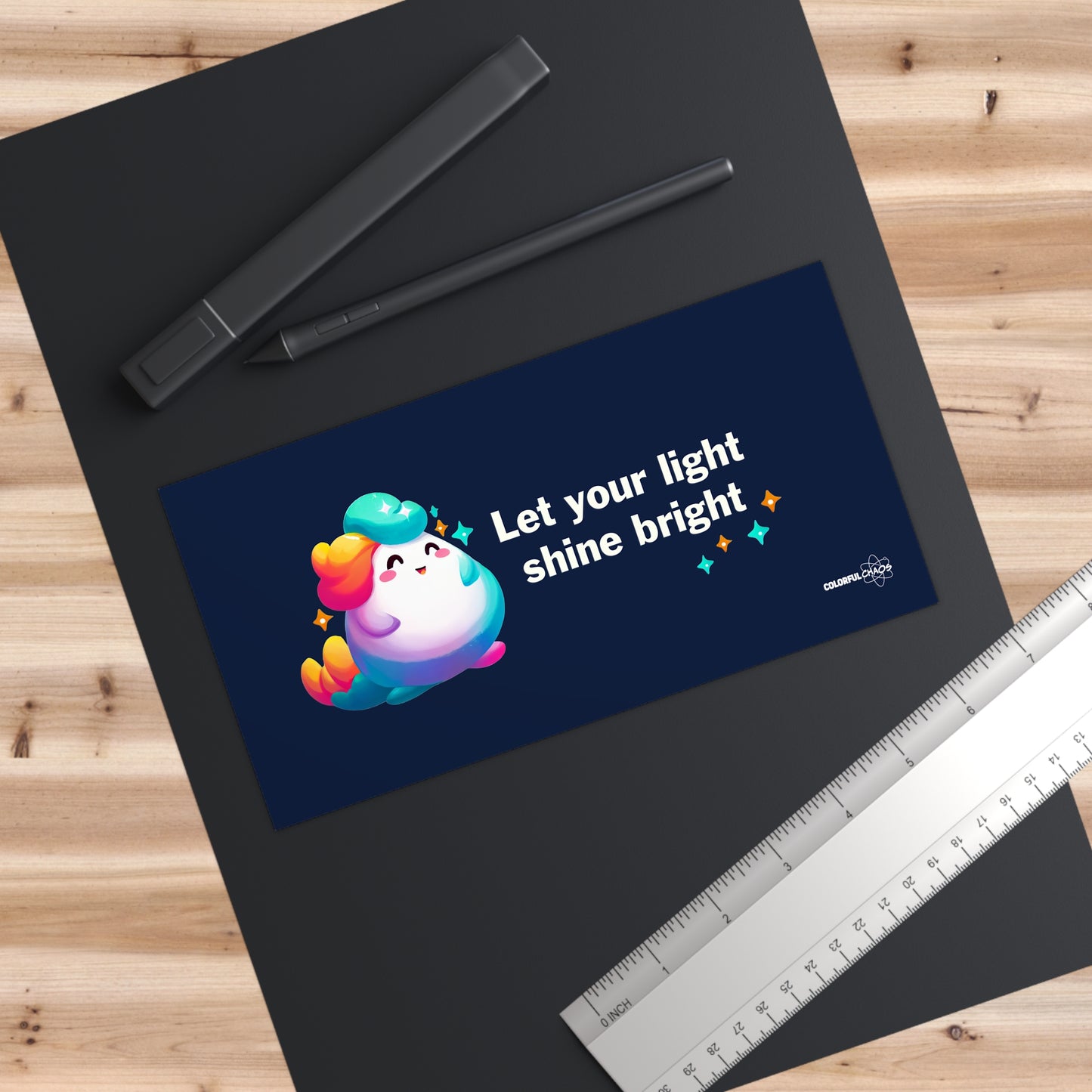 GLIMMA™ “Let Your Light Shine” Rainbow Puff Bumper Stickers