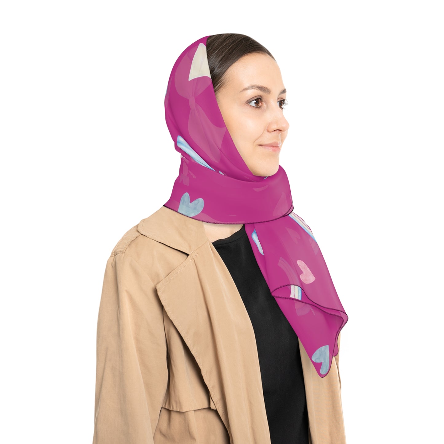 Trans Rainbow Bow Poly Scarf