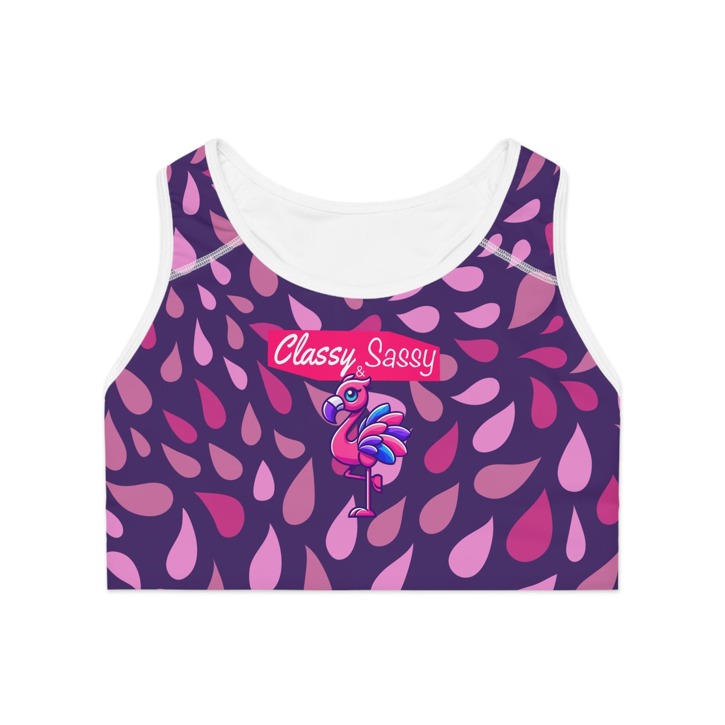 FRANNY™ “Classy & Sassy” Flamingo Sports Bra