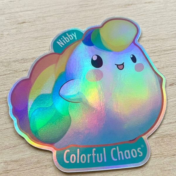 NIBBY™ Rainbow Puff Logo Holographic Sticker (5 cm)
