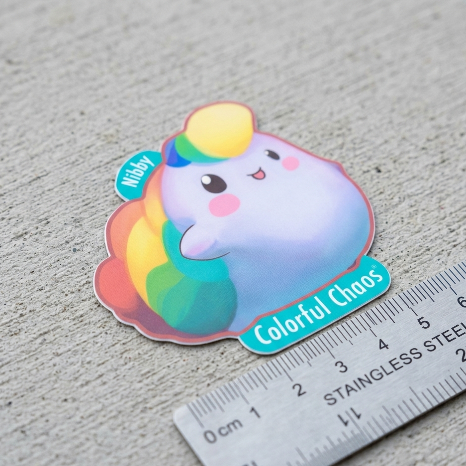 NIBBY™ Rainbow Puff Logo Vinyl Cut Sticker (5 cm)