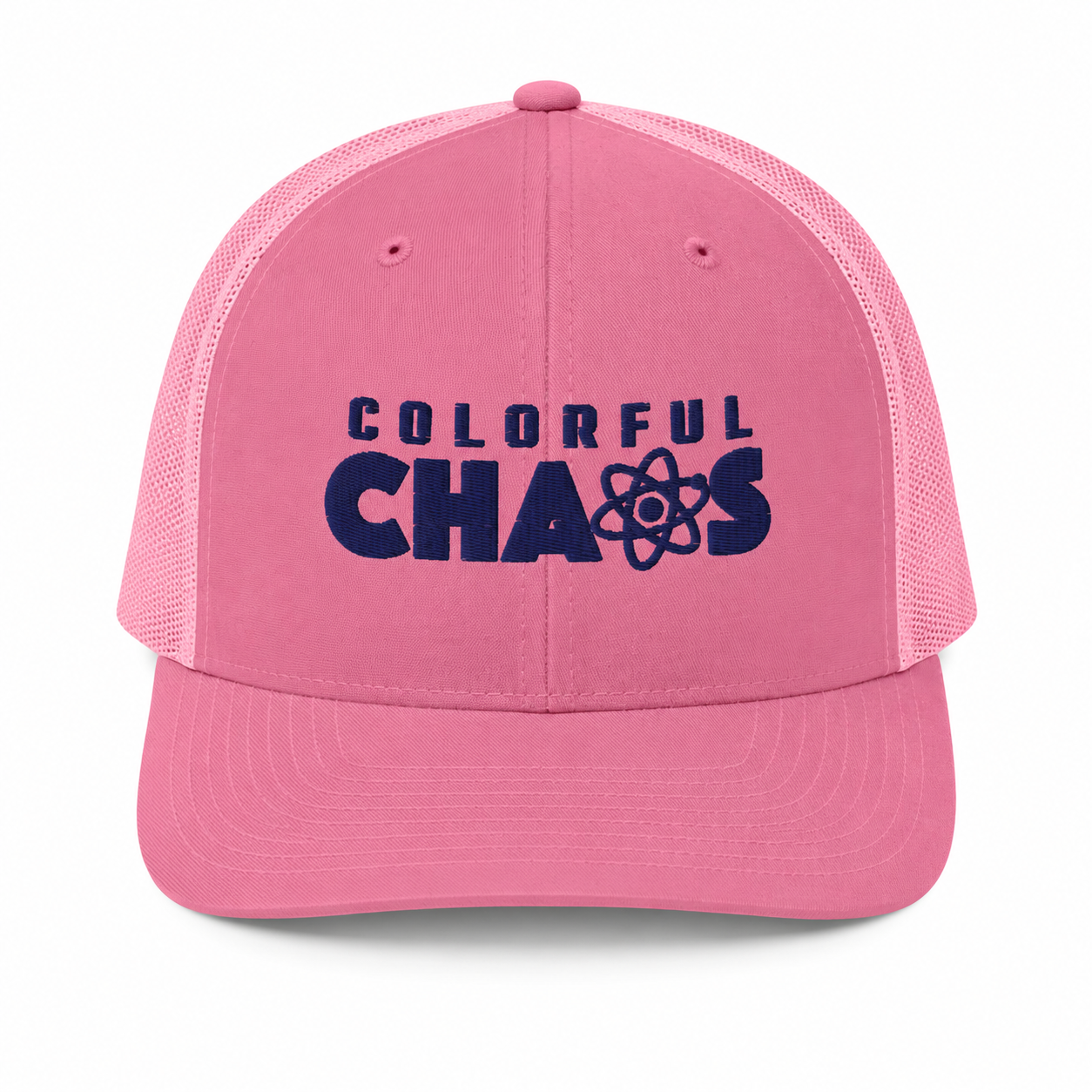 Colorful Chaos Blue Embroidery Trucker Cap