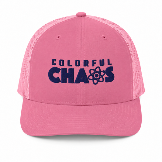 Colorful Chaos Blue Embroidery Trucker Cap