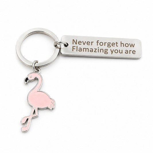 FRANNY™ “Never Forget How Flamazing You Are” Flamingo Keychain