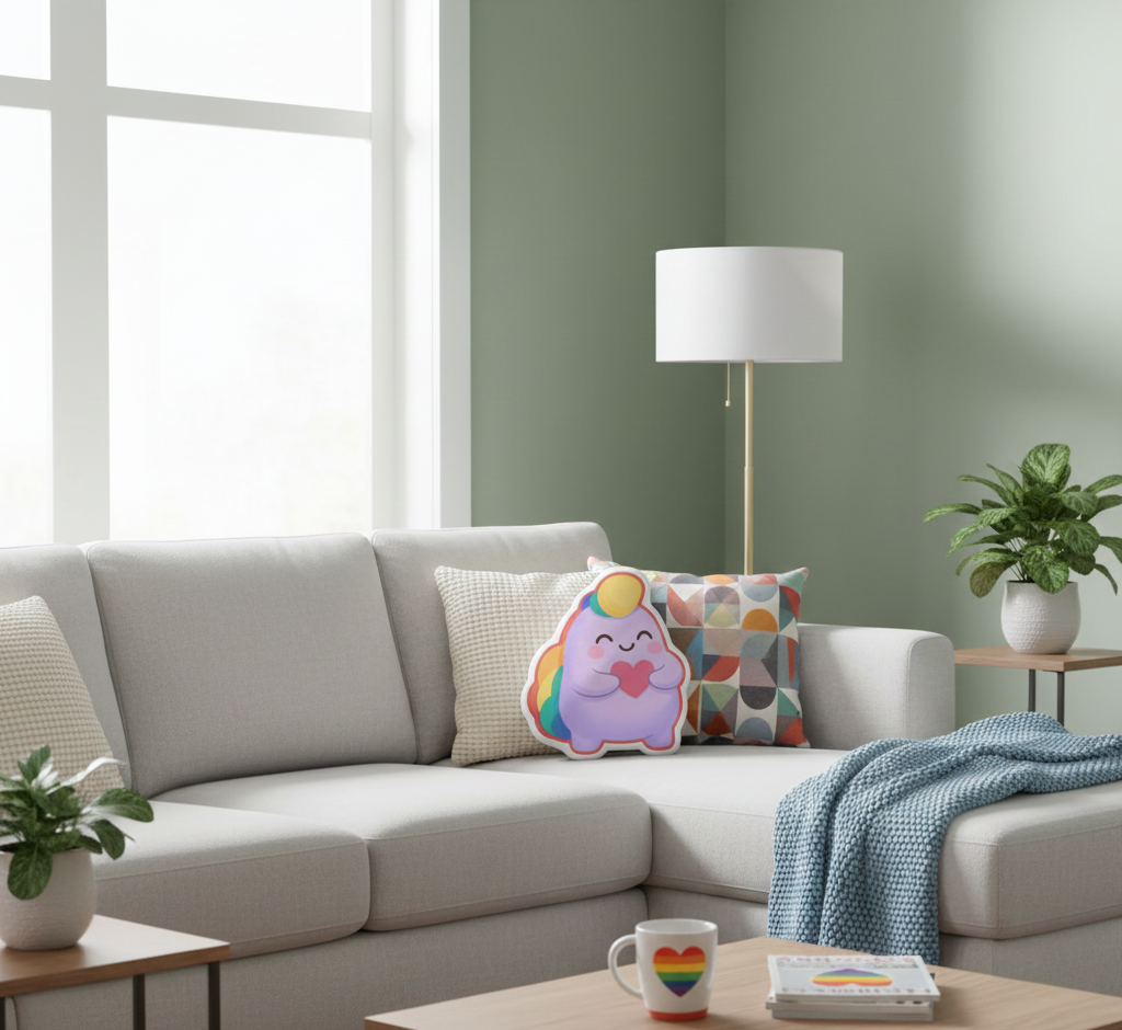 NIBBY™ "Heart Hug" Rainbow Puff Plush Pillow