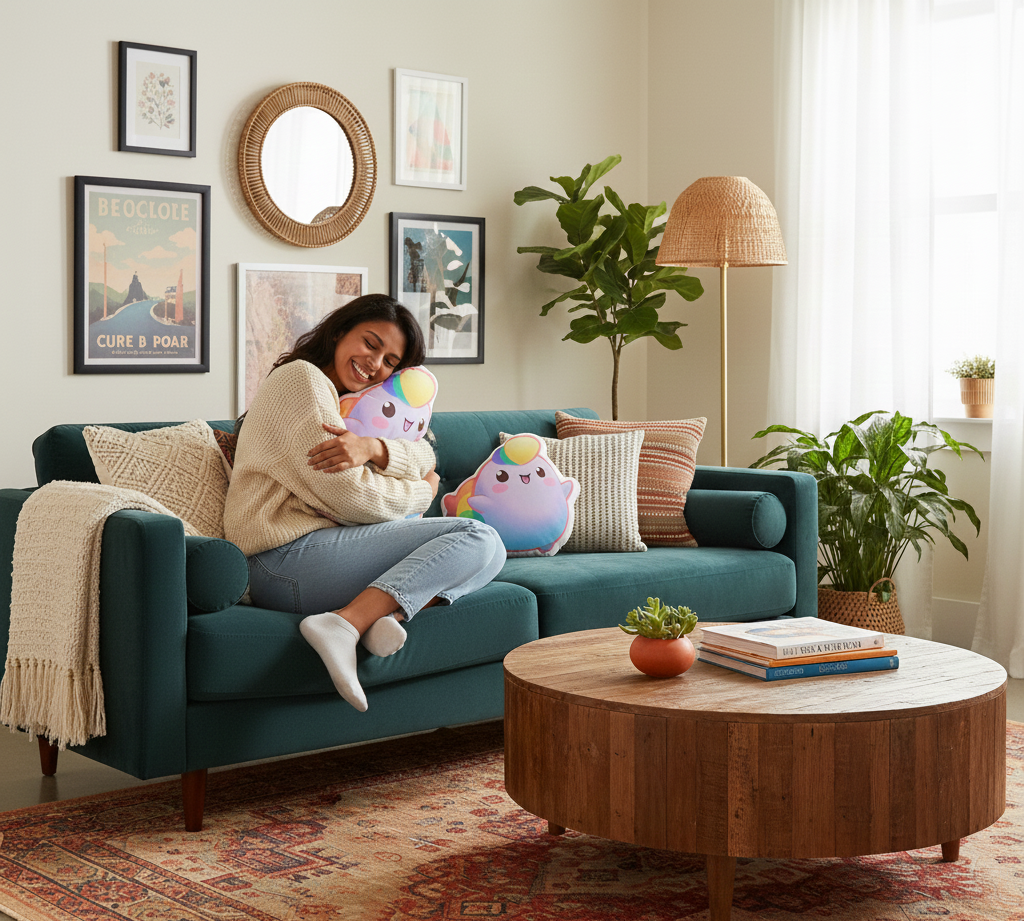 NIBBY™ "Chibi" Rainbow Puff Plush Pillow