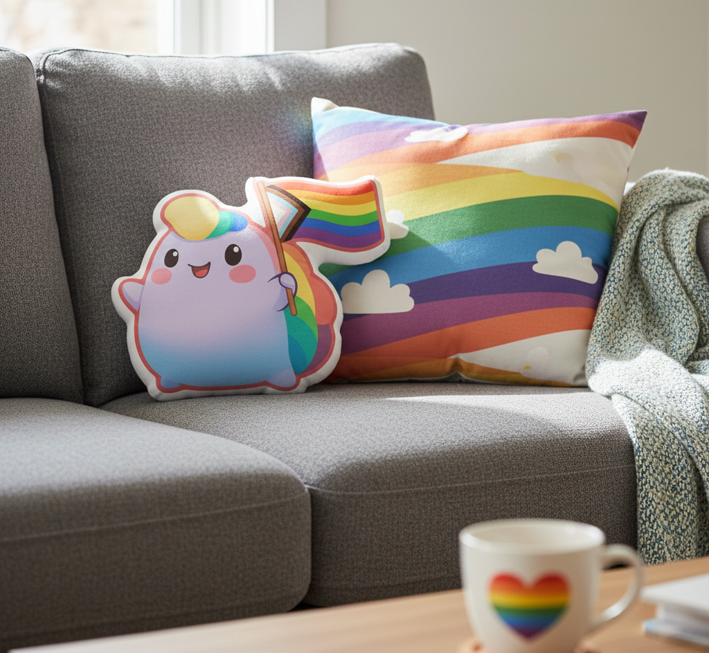 NIBBY™ "Inclusive Pride Flag" Rainbow Puff Plush Pillow
