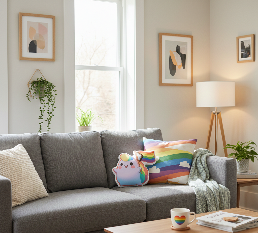 NIBBY™ "Inclusive Pride Flag" Rainbow Puff Plush Pillow