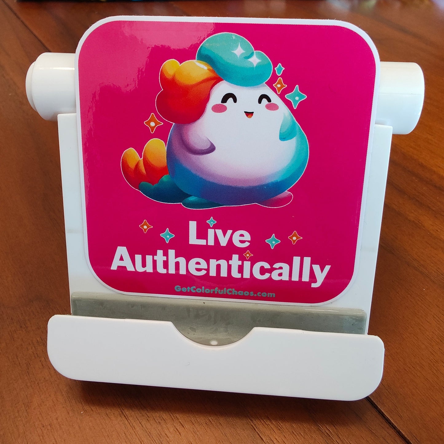 GLIMMA™ “Live Authentically” Rainbow Puff Sticker