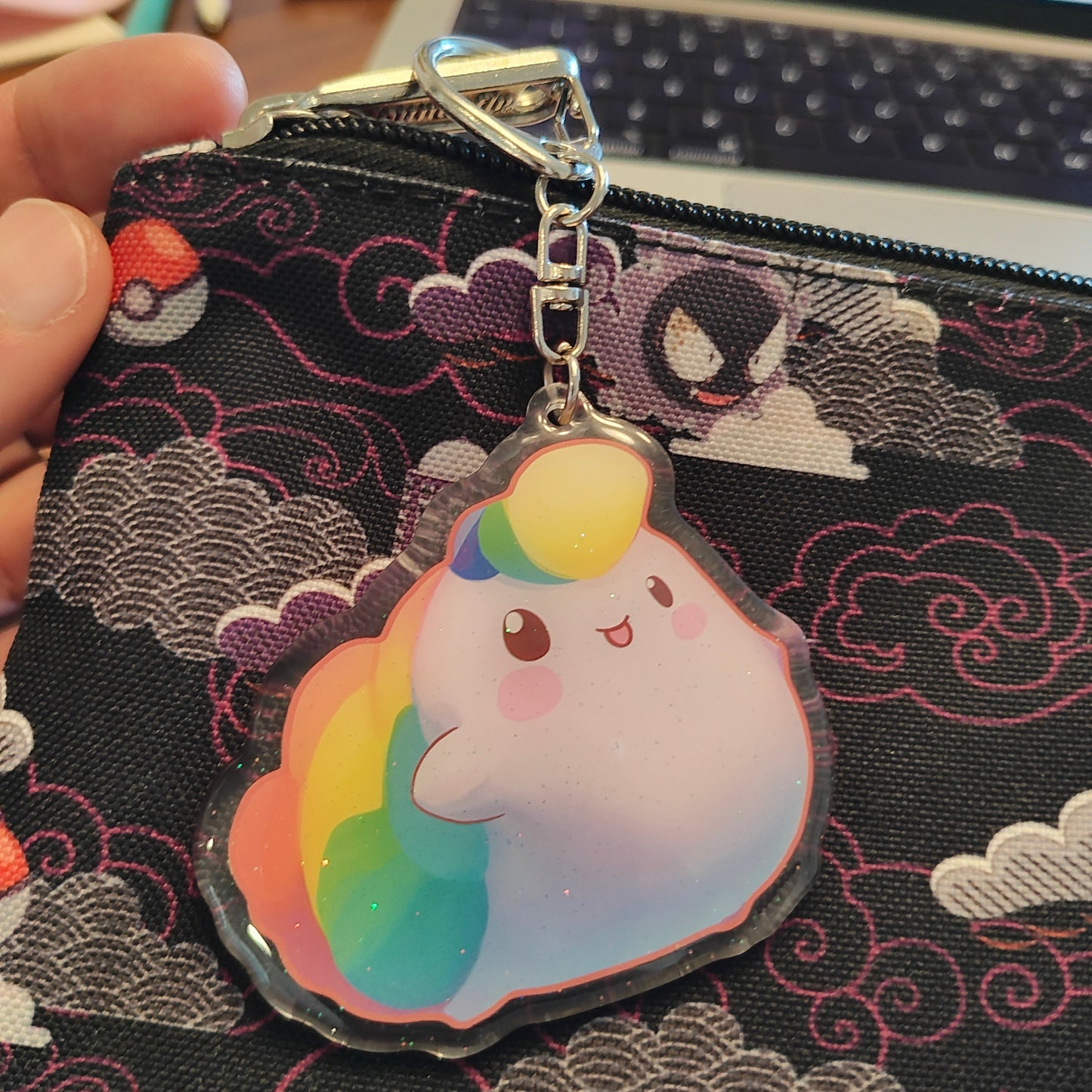 NIBBY™ Sparkle Rainbow Puff Keychain