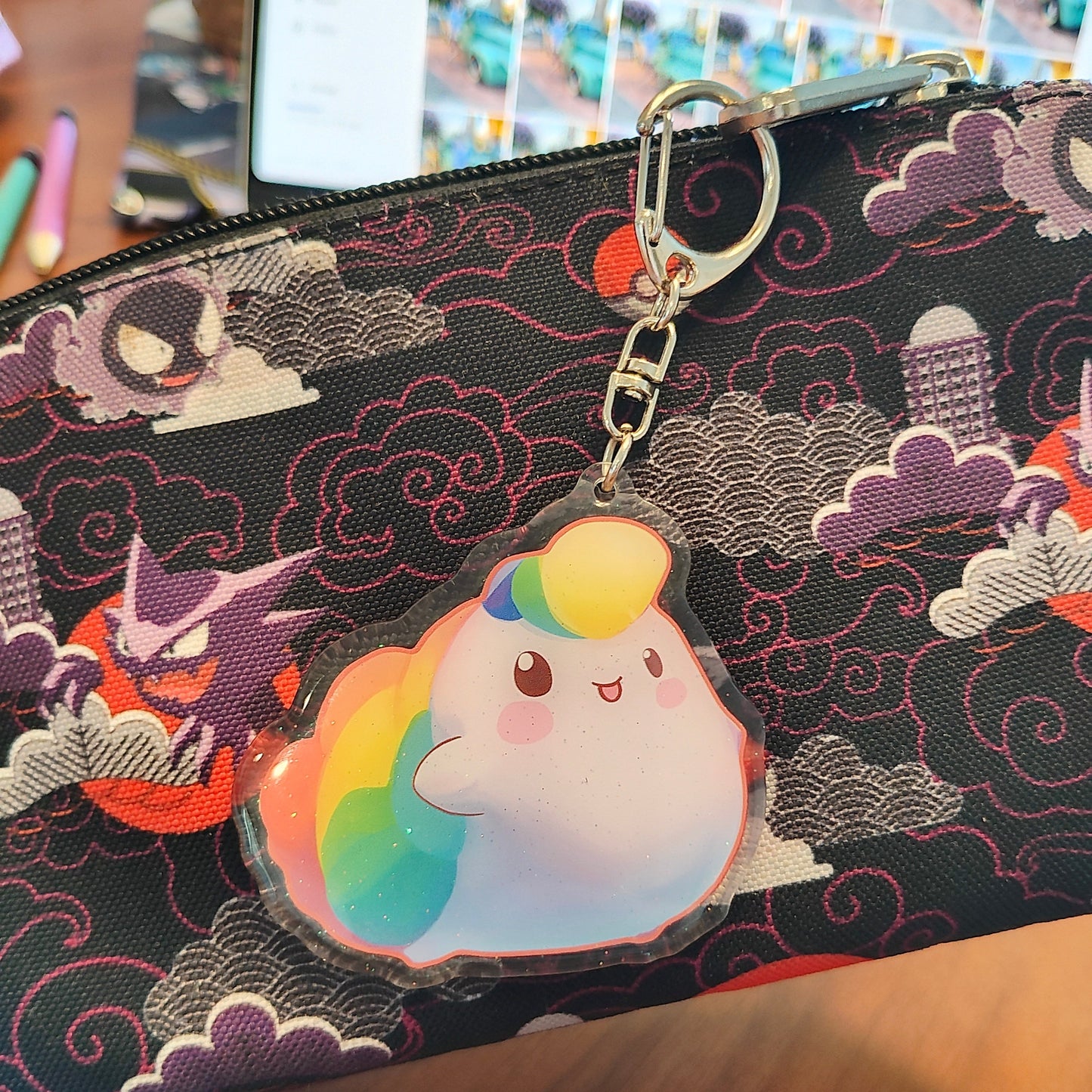 NIBBY™ Sparkle Rainbow Puff Keychain