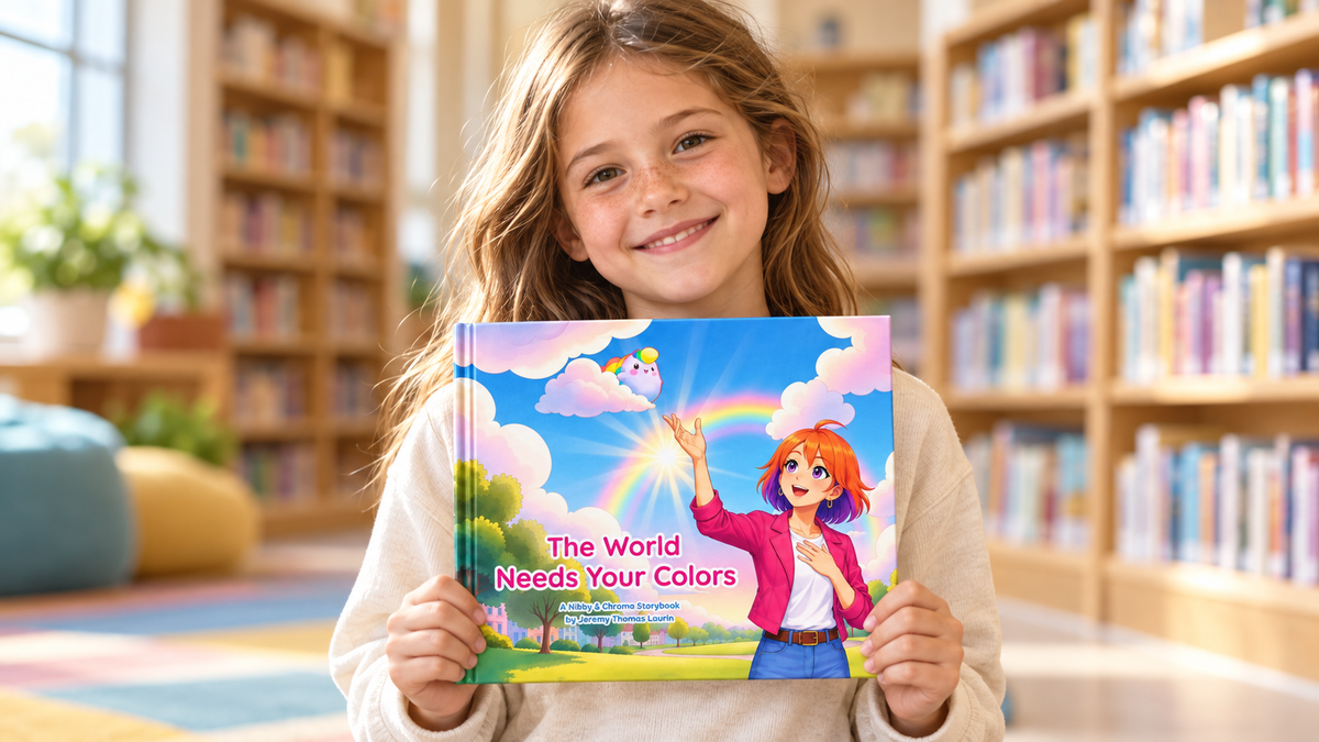 A parent and child reading The World Needs Your Colors together at bedtime