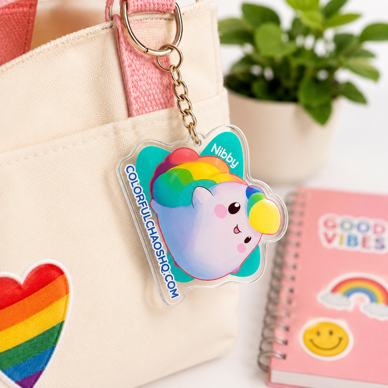 NIBBY™ Rainbow Puff Acrylic Keychain