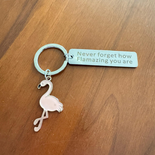 FRANNY™ “Never Forget How Flamazing You Are” Flamingo Keychain