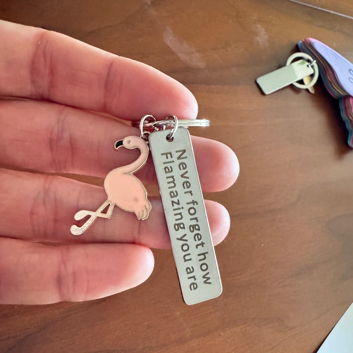 FRANNY™ “Never Forget How Flamazing You Are” Flamingo Keychain