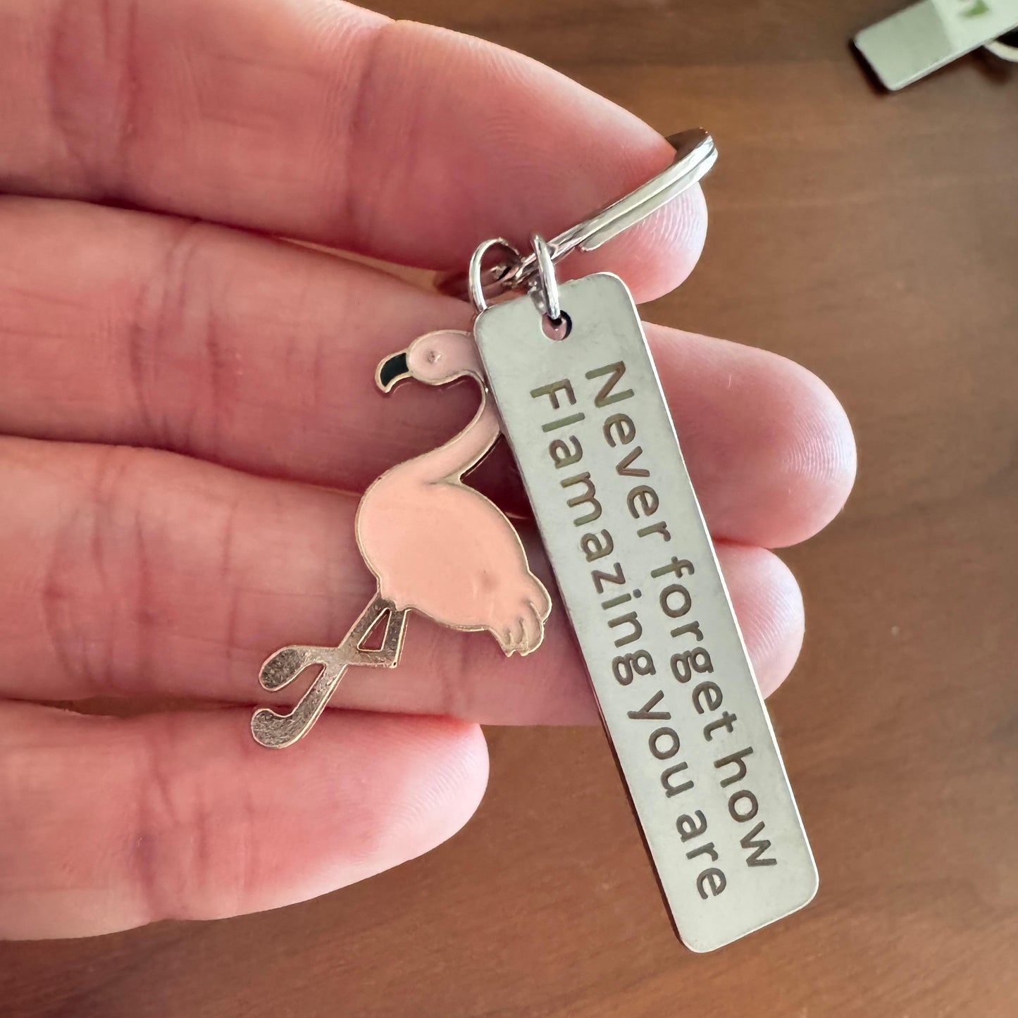 FRANNY™ “Never Forget How Flamazing You Are” Flamingo Keychain