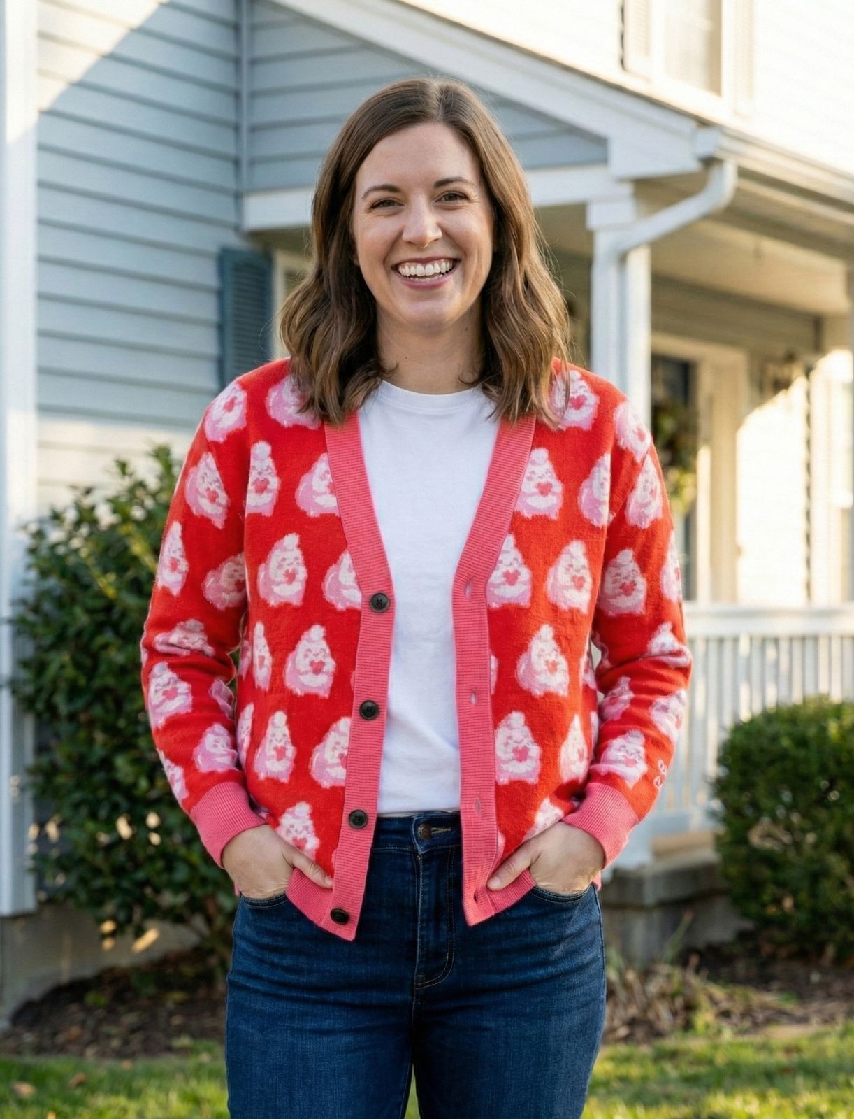 NIBBY™ "Shows the Love" Rainbow Puff Knitted Cardigan
