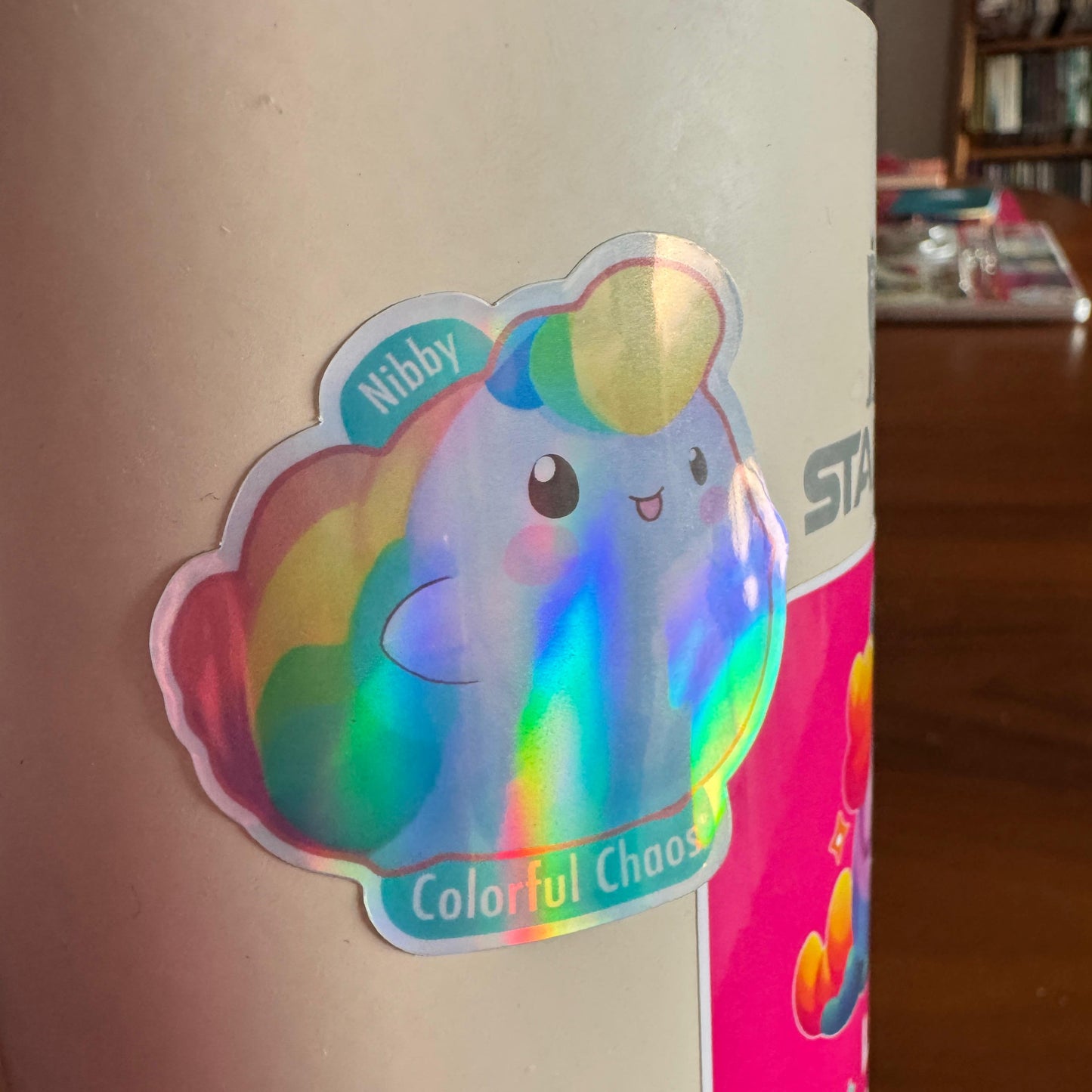 NIBBY™ Rainbow Puff Logo Holographic Sticker (5 cm)