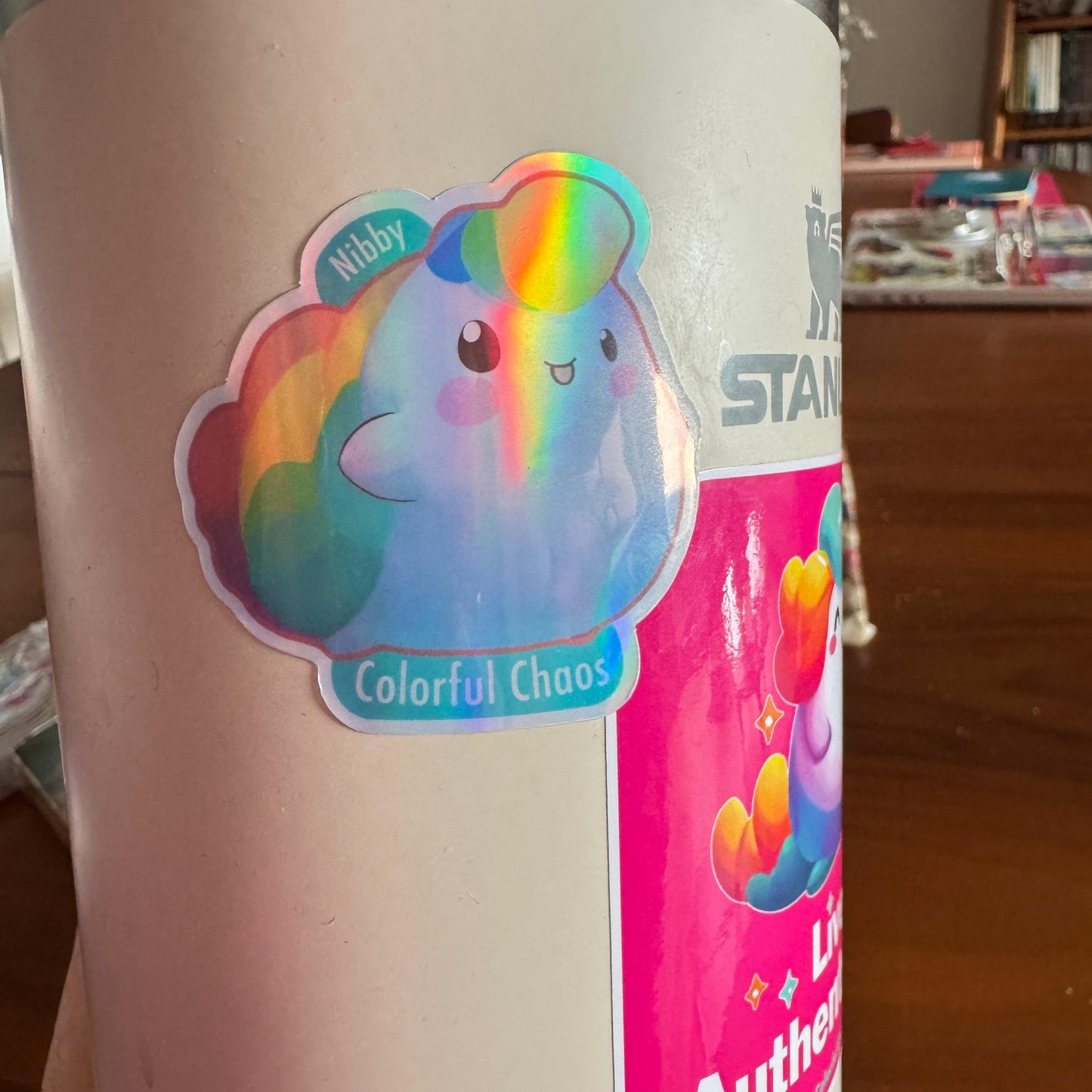 NIBBY™ Rainbow Puff Logo Holographic Sticker (5 cm)