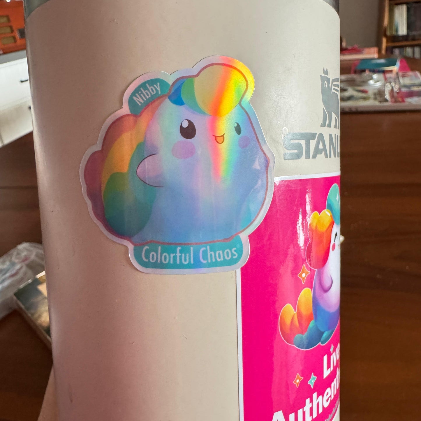 NIBBY™ Rainbow Puff Logo Holographic Sticker (5 cm)