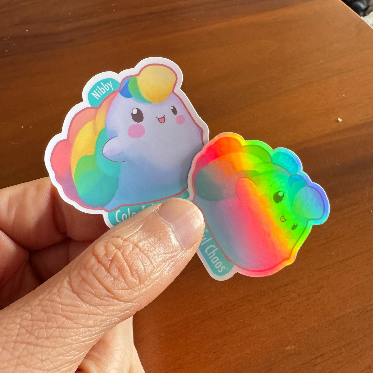 NIBBY™ Rainbow Puff Logo Holographic Sticker (5 cm)